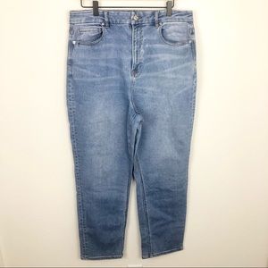 AEO Curvy Mom Jeans Light Blue Wash 14